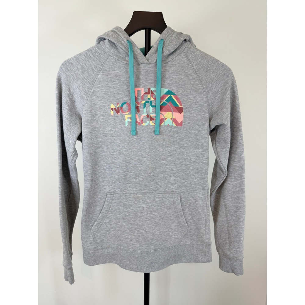 The North Face Womens Gray Geometric Logo Pullover Hoodie NF0A2UZH Small